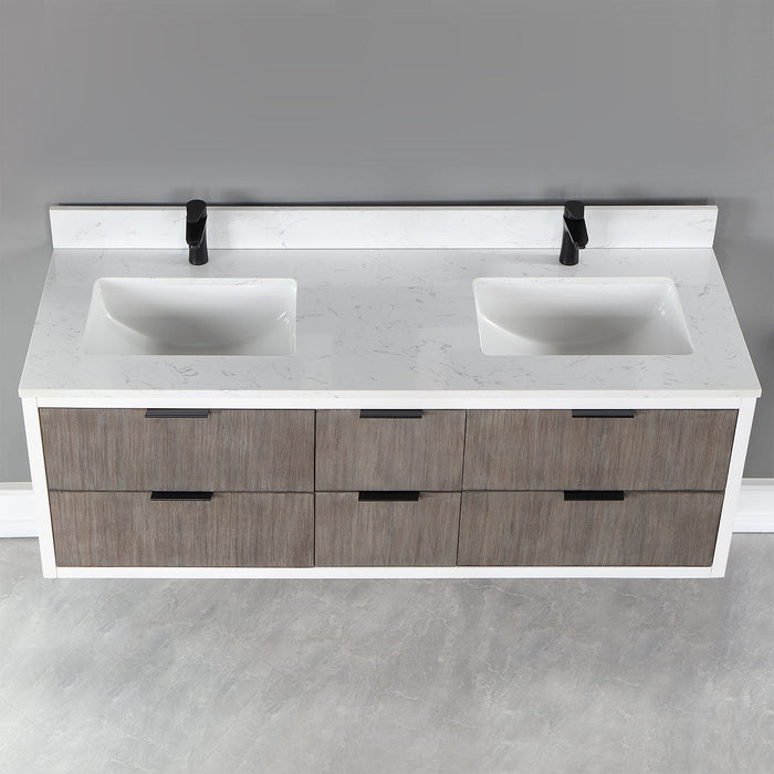 Altair Designs Dione 60" Double Bathroom Vanity Set with Aosta White Stone Countertop - 547060-WP-AW-NM - Backyard Provider