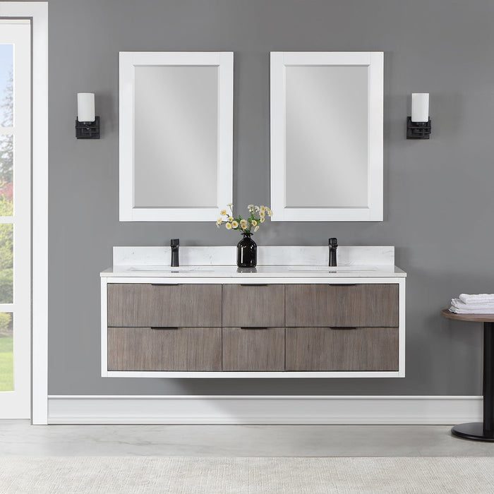 Altair Designs Dione 60" Double Bathroom Vanity Set with Aosta White Stone Countertop - 547060-WP-AW-NM - Backyard Provider