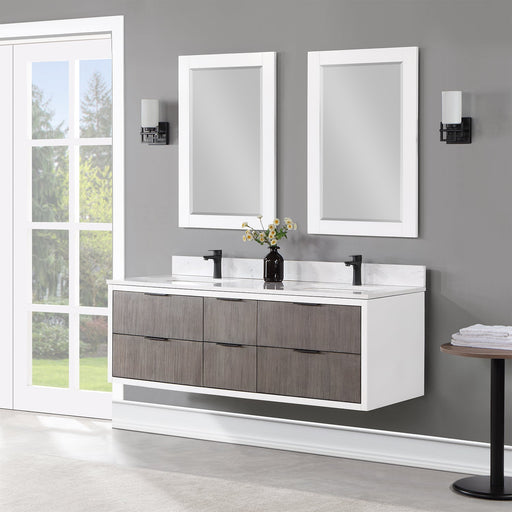 Altair Designs Dione 60" Double Bathroom Vanity Set with Aosta White Stone Countertop - 547060-WP-AW-NM - Backyard Provider