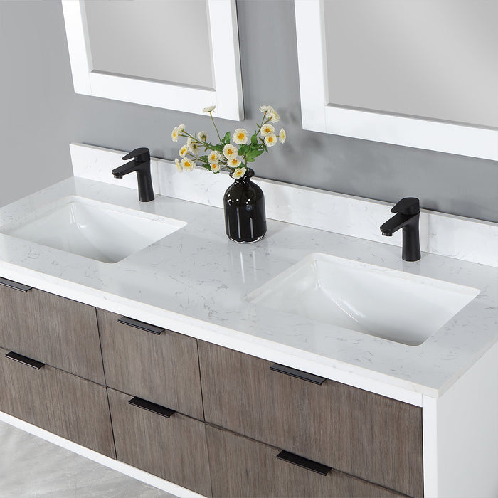 Altair Designs Dione 60" Double Bathroom Vanity Set with Aosta White Stone Countertop - 547060-WP-AW-NM - Backyard Provider