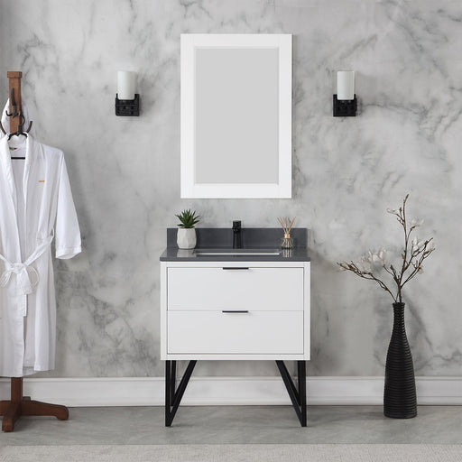 Altair Designs Helios 30" Single Bathroom Vanity Set with Concrete Gray Stone Countertop - 548030-WP-CG-NM - Backyard Provider