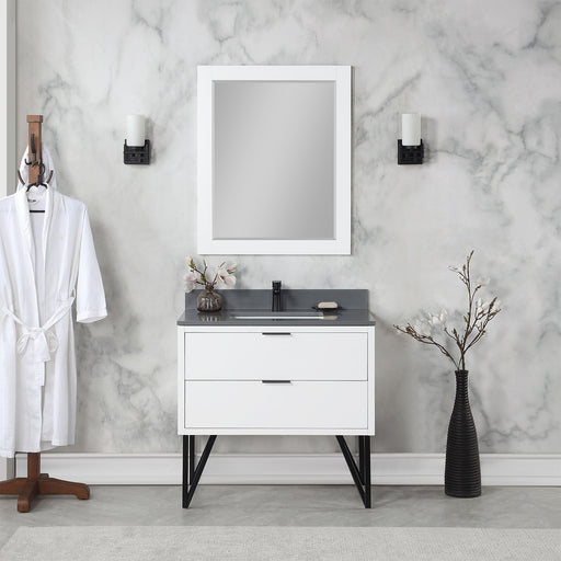 Altair Designs Helios 36" Single Bathroom Vanity Set with Concrete Gray Stone Countertop - 548036-WP-CG-NM - Backyard Provider