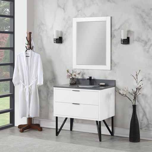 Altair Designs Helios 36" Single Bathroom Vanity Set with Concrete Gray Stone Countertop - 548036-WP-CG-NM - Backyard Provider