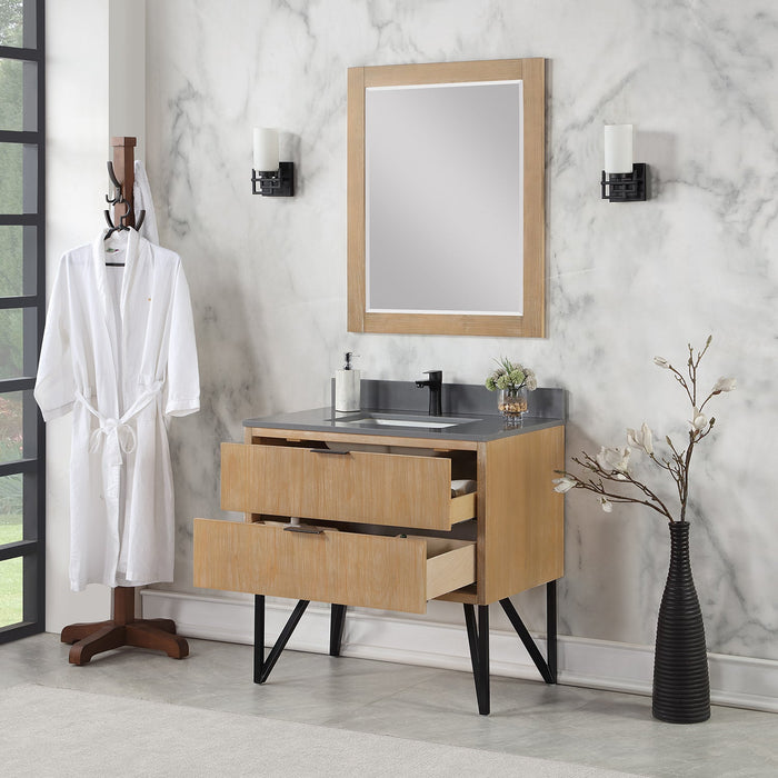 Altair Designs Helios 36" Single Bathroom Vanity Set with Concrete Gray Stone Countertop - 548036-WP-CG-NM - Backyard Provider