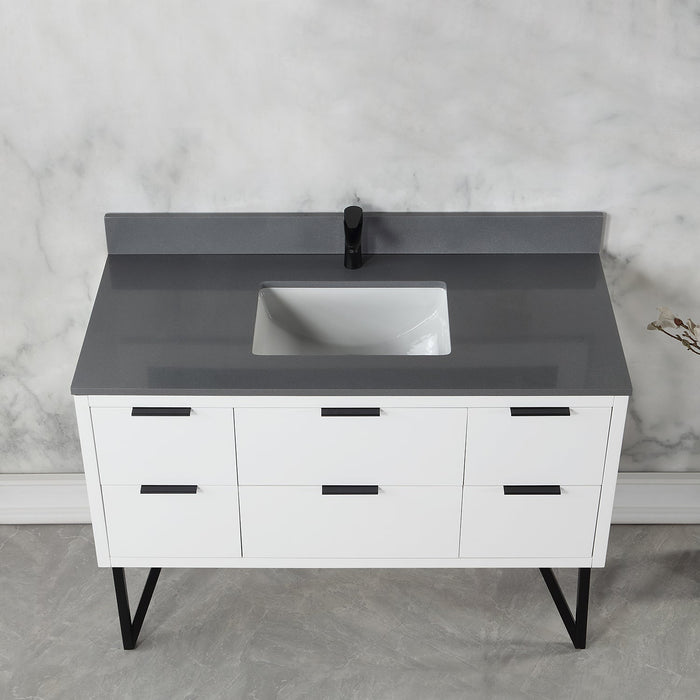 Altair Designs Helios 48" Single Bathroom Vanity Set with Concrete Gray Stone Countertop - 548048-WP-CG-NM - Backyard Provider