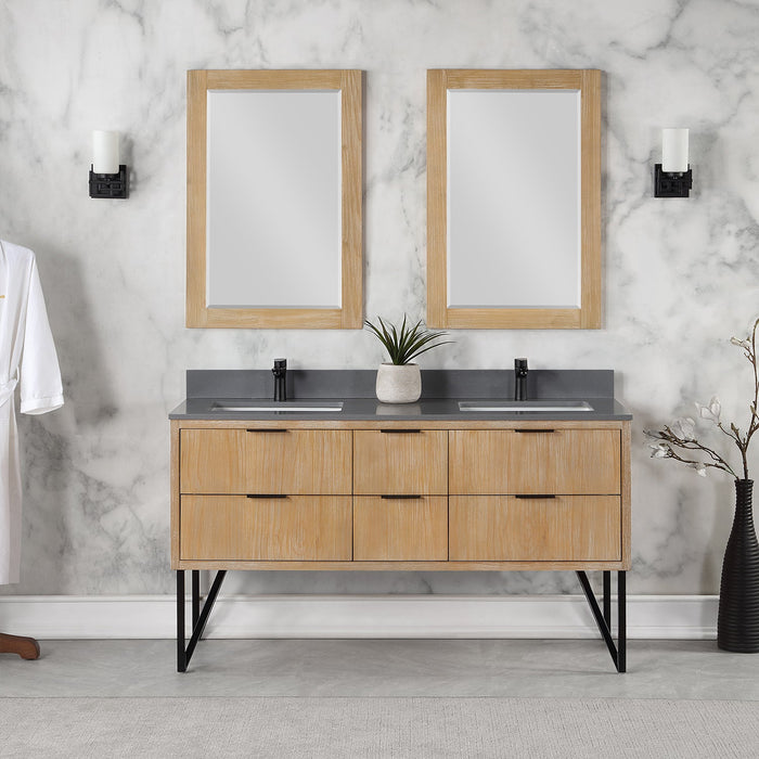 Altair Designs Helios 60" Double Bathroom Vanity Set with Concrete Gray Stone Countertop - 548060-WP-CG-NM - Backyard Provider