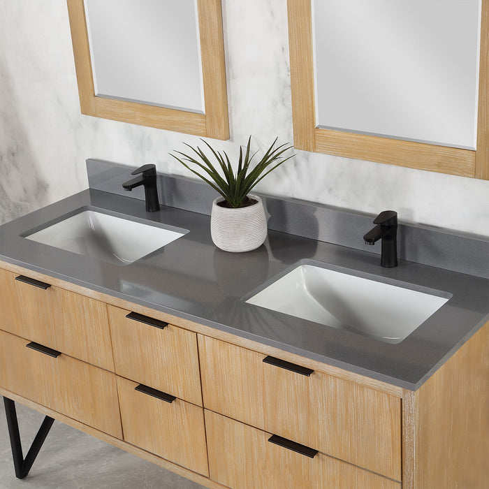 Altair Designs Helios 60" Double Bathroom Vanity Set with Concrete Gray Stone Countertop - 548060-WP-CG-NM - Backyard Provider