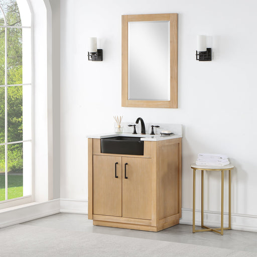 Altair Designs Novago 30" Single Bathroom Vanity Set with Composite Aosta White Stone Countertop and Farmhouse Sink - 550030-WP-AW-NM - Backyard Provider