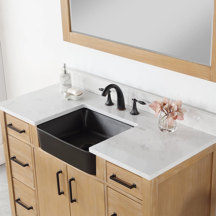 Altair Designs Novago 48" Single Bathroom Vanity Set with Composite Aosta White Stone Countertop and Farmhouse Sink - 550048-WP-AW-NM - Backyard Provider