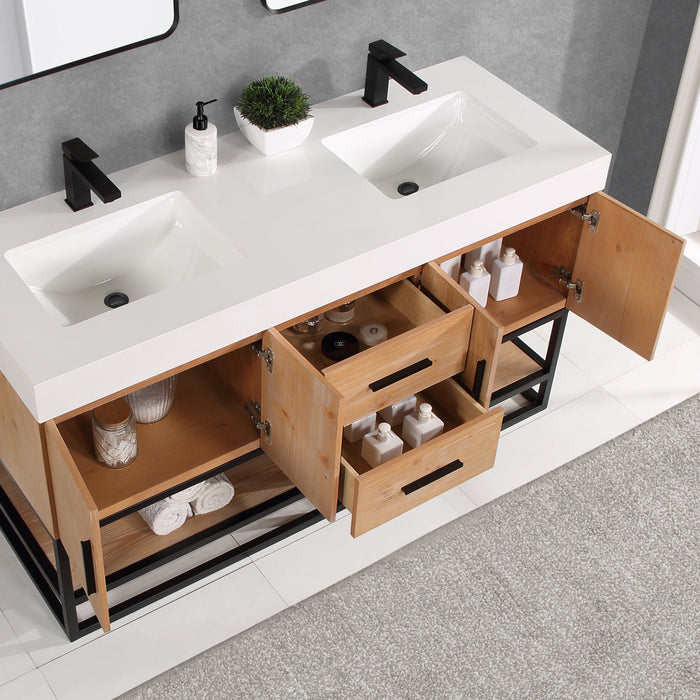 Altair Designs Bianco Double Bathroom Vanity with White Composite Stone Countertop - 552060B-LB-WH-NM - Backyard Provider