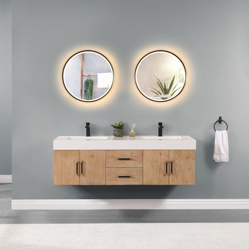 Altair Designs Corchia Wall-mounted Double Bathroom Vanity with White Composite Stone Countertop - 553060-LB-WH - Backyard Provider