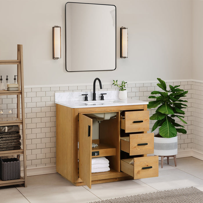 Altair Designs Perla 36" Single Bathroom Vanity with Grain White Composite Stone Countertop - 556036-NW-GW - Backyard Provider