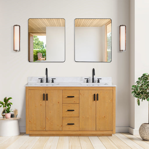 Altair Designs Perla 60" Double Bathroom Vanity with Grain White Composite Stone Countertop - 556060-NW-GW - Backyard Provider
