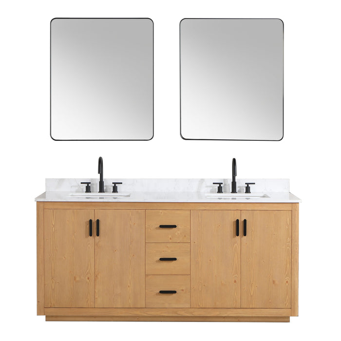 Altair Designs Perla 72" Double Bathroom Vanity with Grain White Composite Stone Countertop - 556072-NW-GW - Backyard Provider