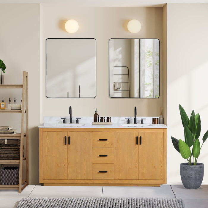 Altair Designs Perla 72" Double Bathroom Vanity with Grain White Composite Stone Countertop - 556072-NW-GW - Backyard Provider