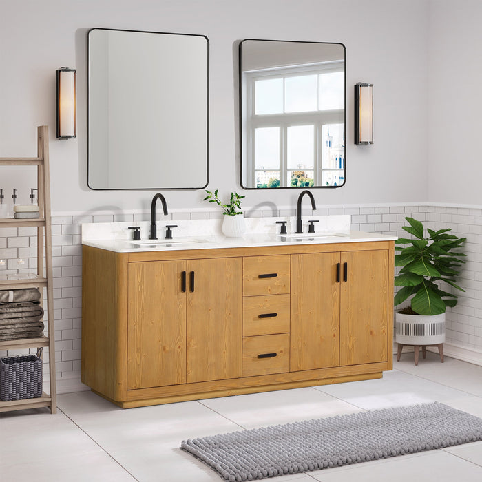 Altair Designs Perla 72" Double Bathroom Vanity with Grain White Composite Stone Countertop - 556072-NW-GW - Backyard Provider