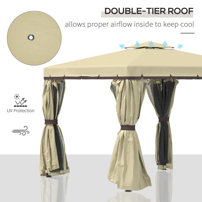 Outsunny 10' x 10' Patio Gazebo Outdoor Canopy Shelter - 84C-269BG