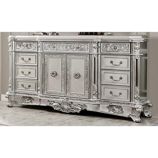 Homey Design Luxury Antique Silver Grey Carved Wood Dresser Traditional - HD- DR5800GR
