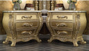 Homey Design Antique Gold Finish Nightstand Set 2Pcs Traditional - HD-N1801-2PC