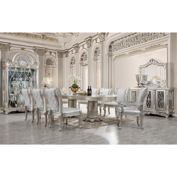 Homey Design Luxury Antique Silver Grey Dining Chair Set 2Pcs Traditional - HD-SC5800GR -2PC