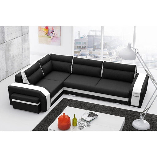 Sectional Sleeper Sofa AMBROSE Faux leather with storage, SALE - Backyard Provider