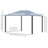 Outsunny 12' x 10' Hardtop Gazebo Aluminum Frame - 84C-291V01