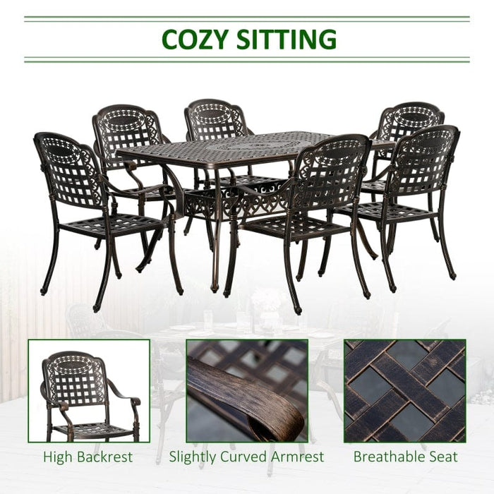 Outsunny 7-Piece Patio Dining Set, Cast Aluminum Outdoor Furniture Set - 84B-780