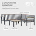 Outsunny 5 Seater Patio Furniture Set, Aluminum Outdoor Conversation Sofa Set - 84B-779