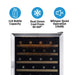 Newair - 27” 116-Bottle Dual-Zone Built-in Stainless Steel Wine Cooler AWR-1160DB