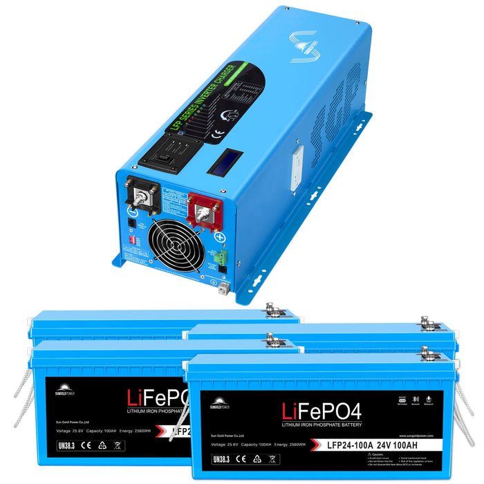 6000W DC 24V Split Phase Pure Sine Wave Inverter With Charger - LFP6K24V230VSP