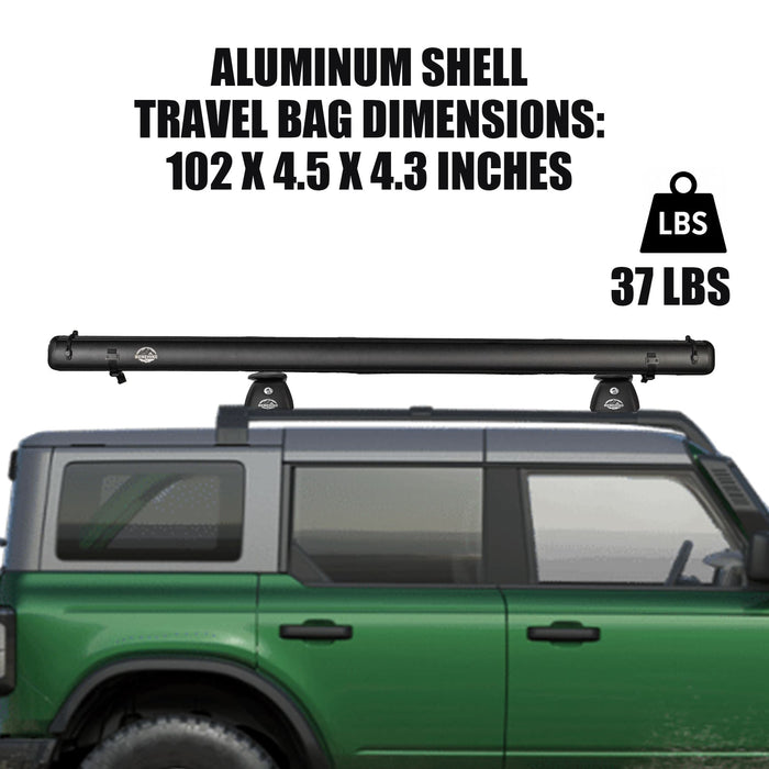 Benehike Aluminum Shell 8.2' x 9.1' Feet Car Side Awning, with Magnetic LED Lights, Pull Out Rooftop Tent Shelter