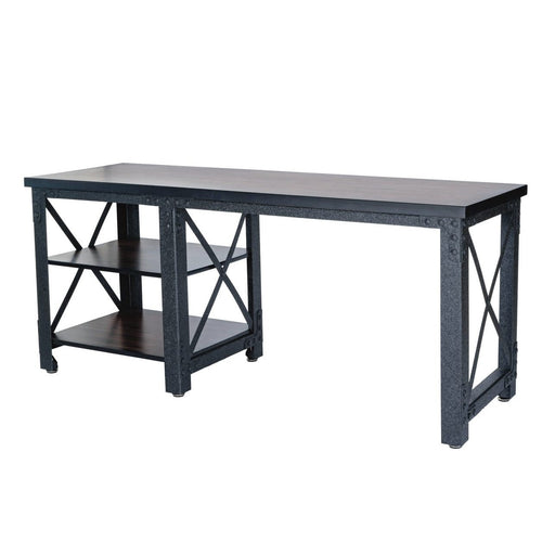 Duramax Weston 72" Industrial Metal & Wood desk with shelves 68052 - Backyard Provider