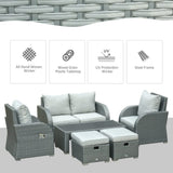 Outsunny 6-Piece Patio Furniture Sets Outdoor Wicker Sofa Set - 860-153