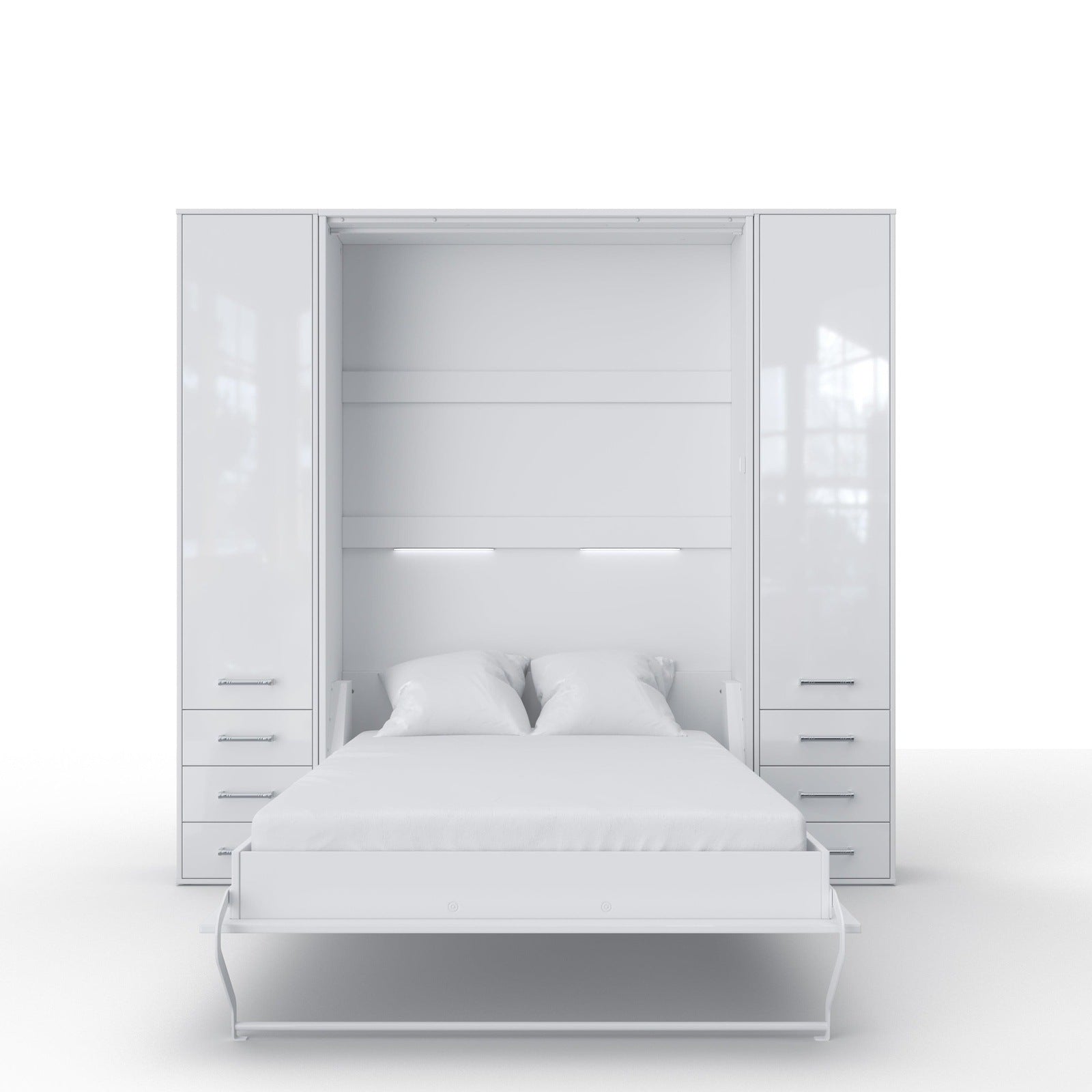 Maxima House Murphy Bed Vertical Invento, European Queen Size with mattress and 2 cabinets - IN160V-07W - Backyard Provider