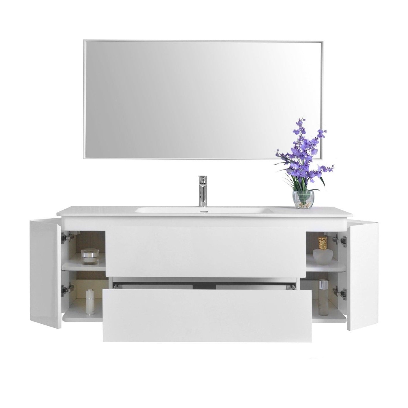 Ancerre Gwyneth Bathroom Vanity with Solid Surface Top Cabinet Set Collection - Backyard Provider