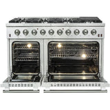 Forno Appliance Package - 48 Inch Gas Range, Wall Mount Range Hood, 60 Inch Refrigerator, AP-FFSGS6244-48-4