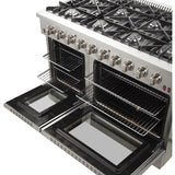 Forno Appliance Package - 48 Inch Gas Range, Wall Mount Range Hood, 60 Inch Refrigerator, AP-FFSGS6244-48-4