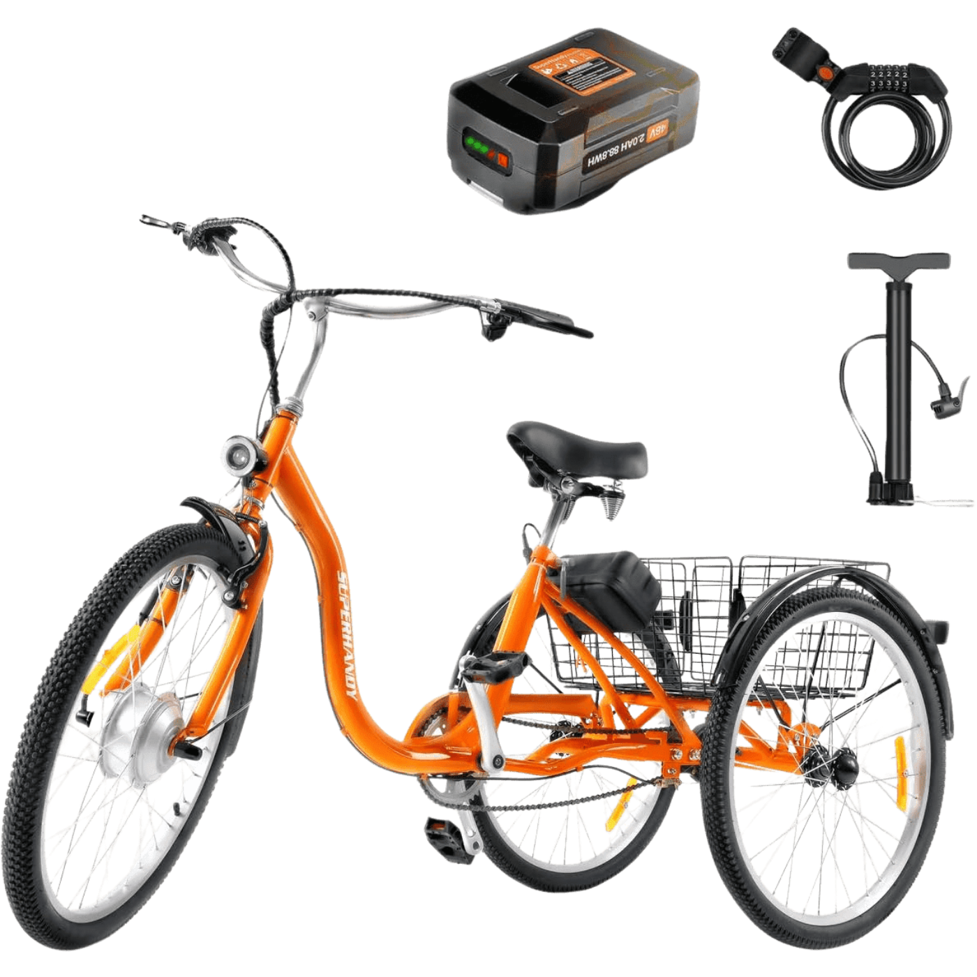 Super Handy GUT162 EcoRide Electric Tricycle Bike 24" Wheel 250W 12.5 Mile Range 9.3 MPH New