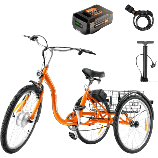 Super Handy GUT162 EcoRide Electric Tricycle Bike 24" Wheel 250W 12.5 Mile Range 9.3 MPH New