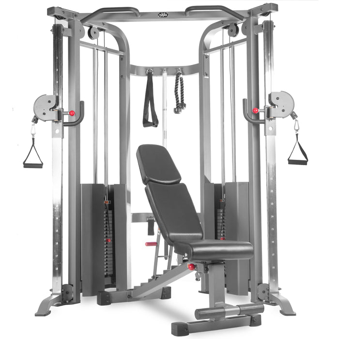 XMark Functional Trainer Cable Machine with 200 lb Weight Stacks and Adjustable Weight Bench - XM-7626.1-7630 - Backyard Provider