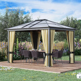 Outsunny 12' x 10' Outdoor Steel Polycarbonate Hardtop Canopy Gazebo - 01-0865