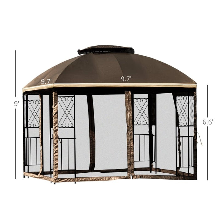 Outsunny 10' x 10' Outdoor Patio Gazebo Canopy with Double Tier Roof - 84C-192BN