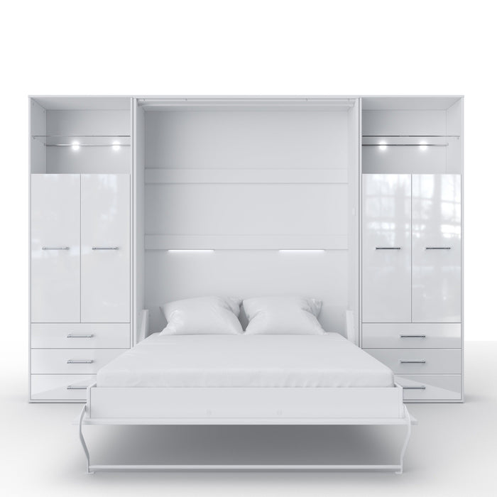 Maxima House Vertical Murphy Bed Invento. European Queen + 2 cabinets - IN160V-10W - Backyard Provider