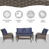 Outsunny 4-Piece Outdoor Wicker Sofa Set, Outdoor PE Rattan Conversation Furniture - 860-159BU