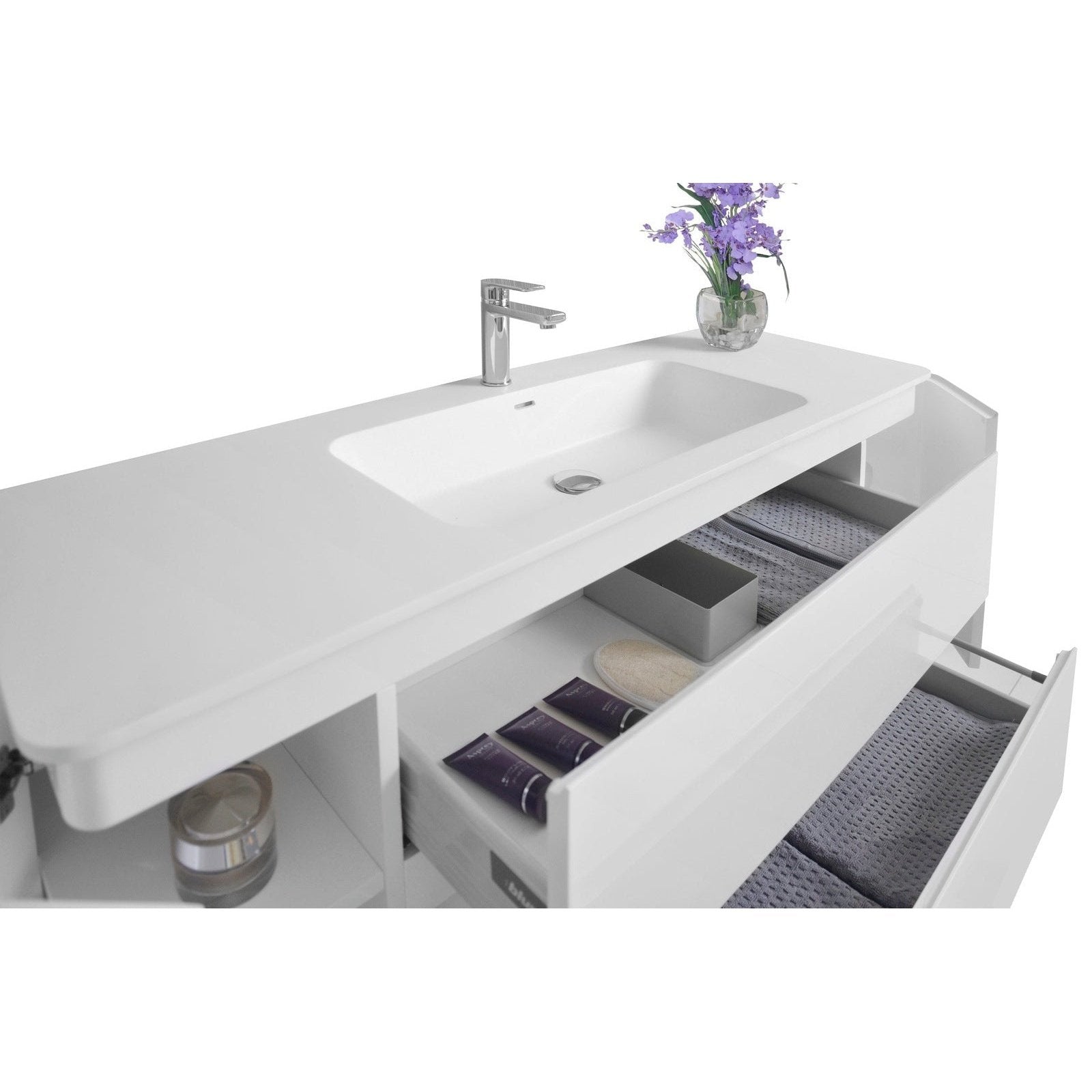 Ancerre Gwyneth Bathroom Vanity with Solid Surface Top Cabinet Set Collection - Backyard Provider