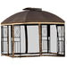 Outsunny 10' x 10' Outdoor Patio Gazebo Canopy with Double Tier Roof - 84C-192BN