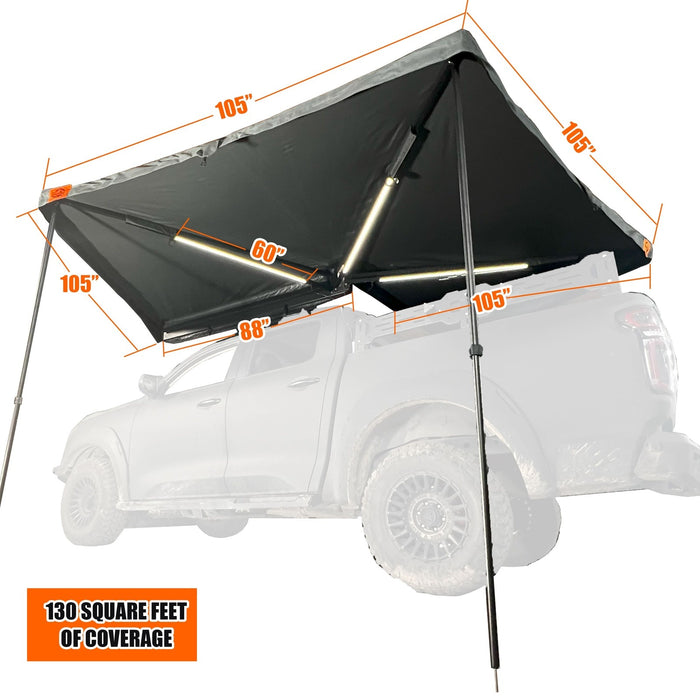 Benehike 270° Freestanding Batwing Awning with LED Lights, 8.2' ft, Gen 3