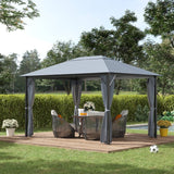 Outsunny 13' x 10' Outdoor Patio Gazebo Canopy with PA Coated Polyester Roof - 84C-188V01GY