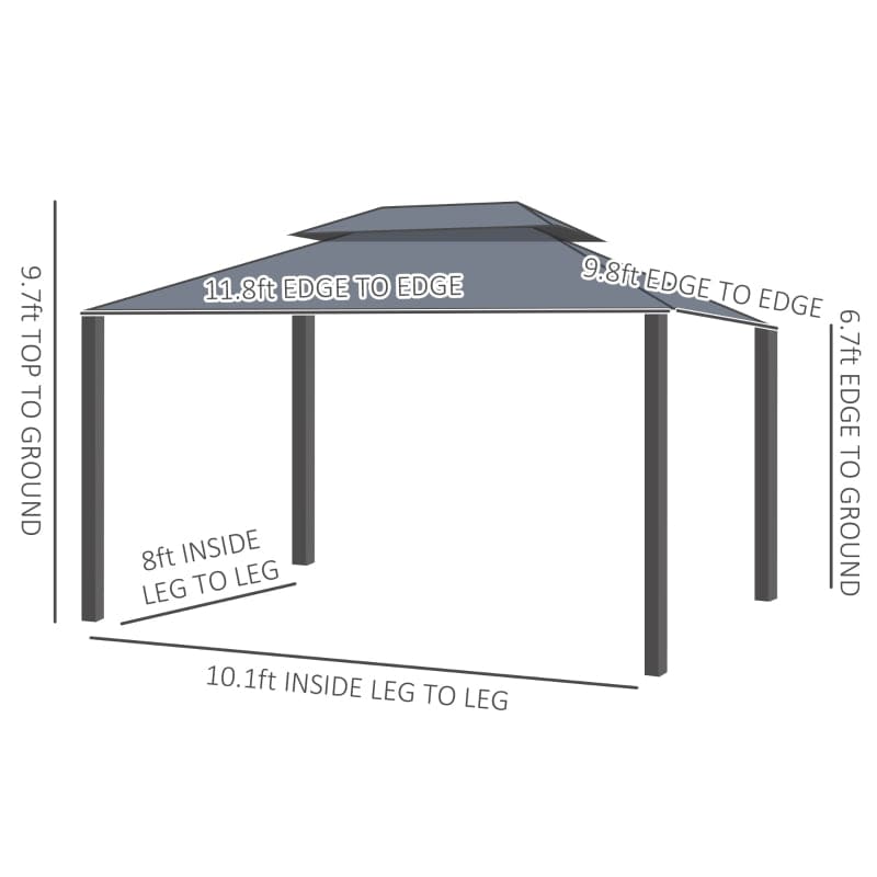 Outsunny 10x12 Hardtop Gazebo - 84C-215V01BK