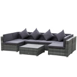 Outsunny 7-Piece Patio Furniture Sets PE Rattan Sectional Sofa Set - 860-212GY